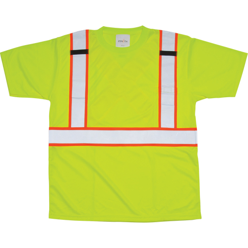 CSA Compliant T-Shirt, Polyester, Large, High Visibility Lime-Yellow Mukwa Safety Services