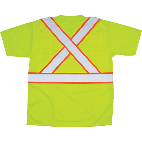 CSA Compliant T-Shirt, Polyester, Large, High Visibility Lime-Yellow Mukwa Safety Services