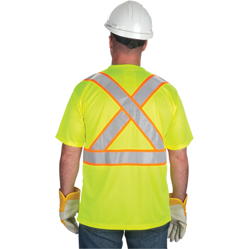 CSA Compliant T-Shirt, Polyester, Large, High Visibility Lime-Yellow Mukwa Safety Services
