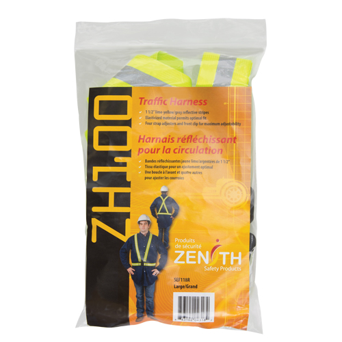 Standard-Duty Safety Harness, High Visibility Lime-Yellow, Silver Reflective Colour, Large Mukwa Safety Services