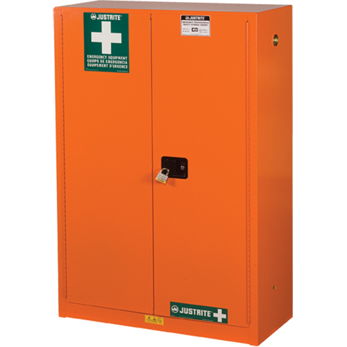 Armoires de rangement pour pr&eacute;paration aux situations d'urgence, Acier, 4 Tablettes, 65" h x 43" la x 18" P, Orange Mukwa Safety Services