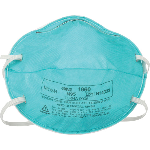 Respirateur 1860 contre les particules pour les soins de la sant&eacute;, N95, Certifi&eacute; NIOSH Mukwa Safety Services