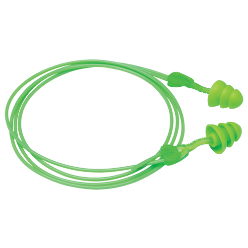 Glide&reg; Trio Reusable Earplugs, Corded, Bulk - Loose, 27 dB NRR, One-Size Mukwa Safety Services