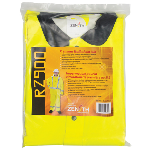 RZ900 Premium Traffic Rain Suit, Polyester/PVC, Medium, Lime-Yellow Mukwa Safety Services