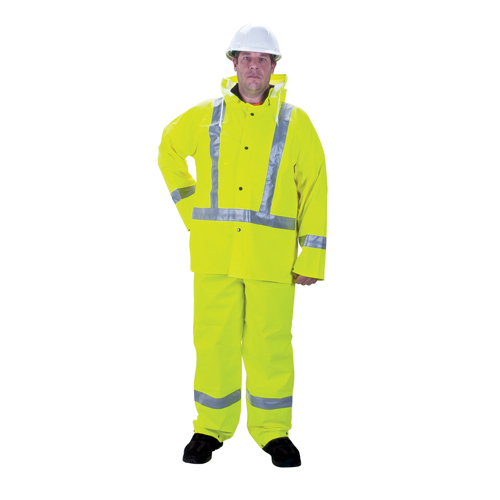 RZ900 Premium Traffic Rain Suit, Polyester/PVC, Medium, Lime-Yellow Mukwa Safety Services
