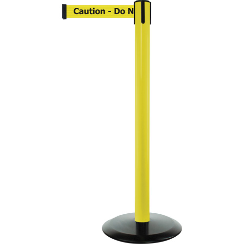 Montant pour syst&egrave;me Advance TensaBarrier, Acier, 36" h, Ruban Noir/Jaune, Longueur du ruban 7,5' Mukwa Safety Services
