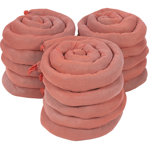 Remblais tubulaires absorbants, Mati&egrave;res dangereuses, Absorption 50 gal., 3" la x 8' lo, Pqt de 15 Mukwa Safety Services