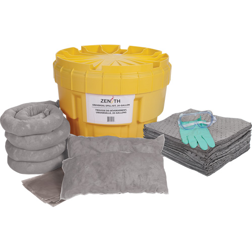 Premium Large-Capacity Spill Kit, Universal, Overpack/Salvage Drum, 20 US gal. Absorbancy Mukwa Safety Services