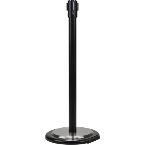 Poteau r&eacute;cepteur pour barri&egrave;res sur pieds pour le contr&ocirc;le des foules avec roues, Hauteur de 35", Noir Mukwa Safety Services