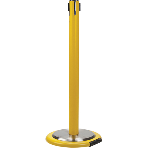 Poteau r&eacute;cepteur pour barri&egrave;res sur pieds pour le contr&ocirc;le des foules avec roues, Hauteur de 35", Jaune Mukwa Safety Services
