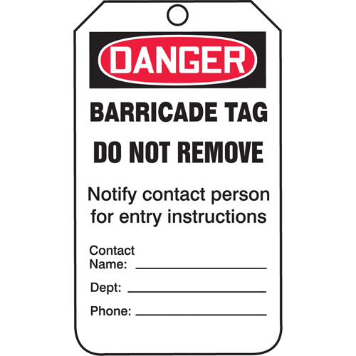 Safety Tags, Plastic, 3-1/4" W x 5-3/4" H, English Mukwa Safety Services