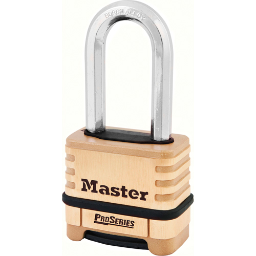 ProSeries&reg; Combination Padlock, Silver, Brass Coating, 2-1/4" Width Mukwa Safety Services