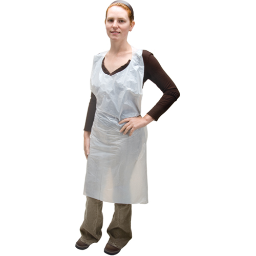 Polyethylene Aprons, Polyethylene, White, 35" W x 46" L Mukwa Safety Services