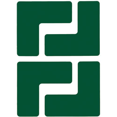 Autocollants pour d&eacute;limitation des coins sur le sol, L, 5" lo x 2" la, Vert, Polyester Mukwa Safety Services