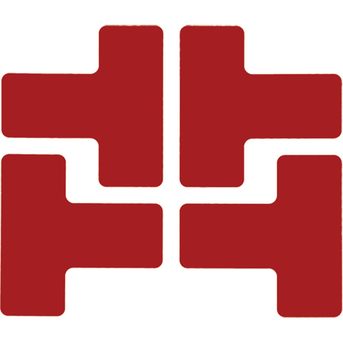 Autocollants pour d&eacute;limitation des coins sur le sol, T, 5" lo x 2" la, Rouge, Polyester Mukwa Safety Services