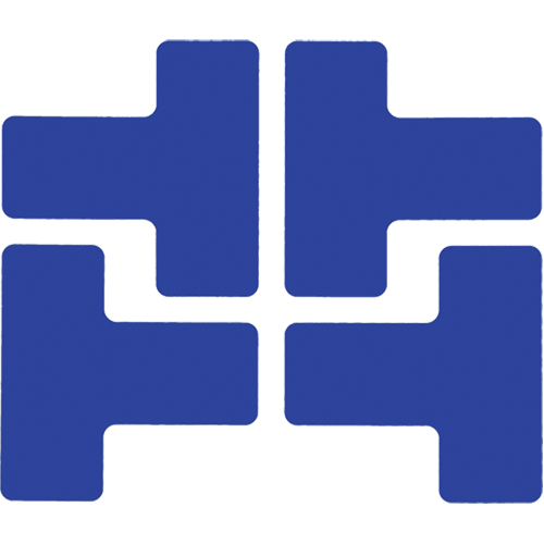 Autocollants pour d&eacute;limitation des coins sur le sol, T, 5" lo x 2" la, Bleu, Polyester Mukwa Safety Services