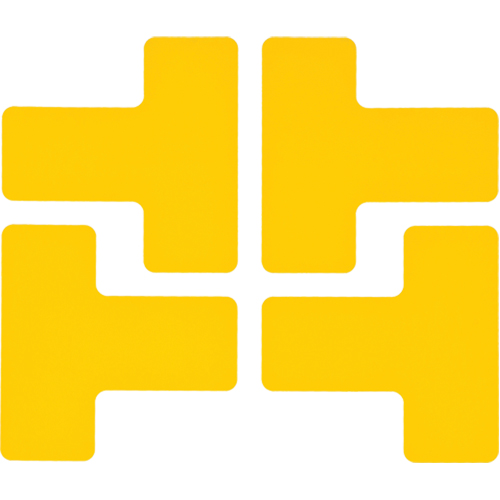 Autocollants pour d&eacute;limitation des coins sur le sol, T, 5" lo x 2" la, Jaune, Polyester Mukwa Safety Services