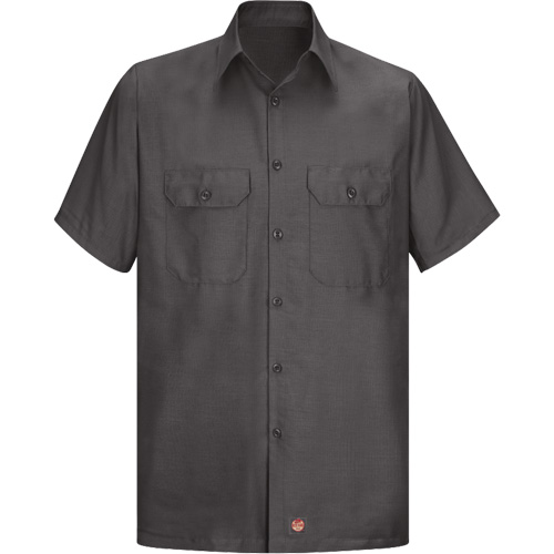 Short Sleeve Ripstop Shirt, Men's, Large (Tall), Charcoal Mukwa Safety Services
