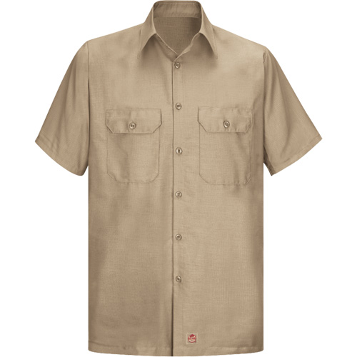 Short Sleeve Ripstop Shirt, Men's, Large (Tall), Khaki Mukwa Safety Services