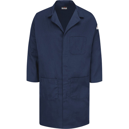 Excel FR&reg; ComforTouch&reg; Lab Coat, Cotton, Medium, Navy Blue Mukwa Safety Services