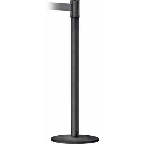 Montant pour barri&egrave;re Slimline TensaBarrier, Acier, 38" h, Ruban Noir, Longueur du ruban 7,5' Mukwa Safety Services