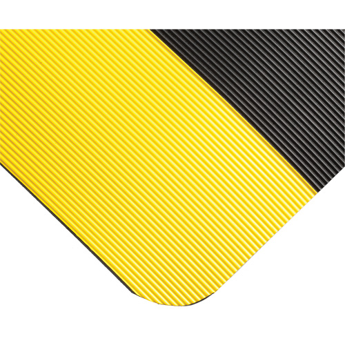 Tapis ondul&eacute; pour tableau de contr&ocirc;le no 702, 3' la x 20' lo, 1/4" &eacute;paisseur, Noir/Jaune, PVC Mukwa Safety Services