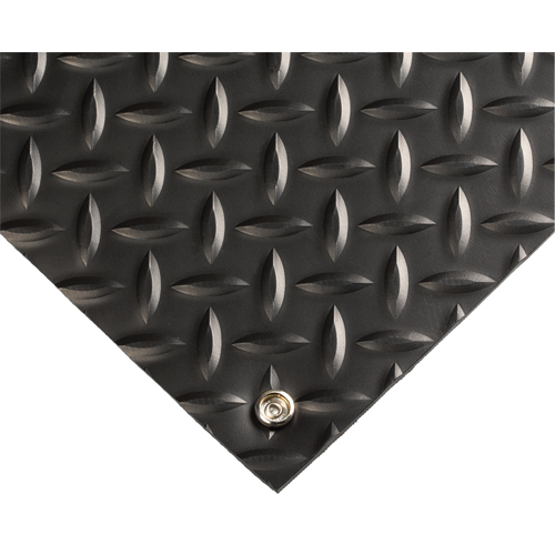 Electrically Conductive Mat No.785, 3' W x 10' L x 5/32" T, PVC, Diamond, Black Mukwa Safety Services