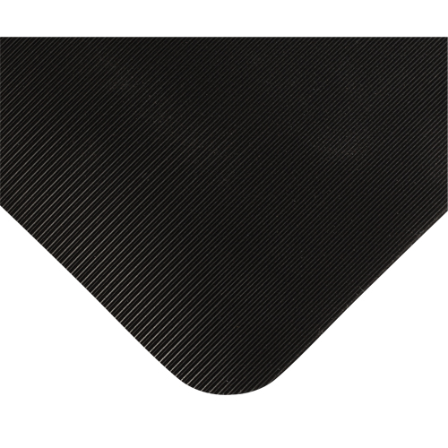 Tapis tr&egrave;s robuste pour panneau de contr&ocirc;le No 720, Ondul&eacute;, 3' x 10' x 5/8", Noir, PVC Mukwa Safety Services