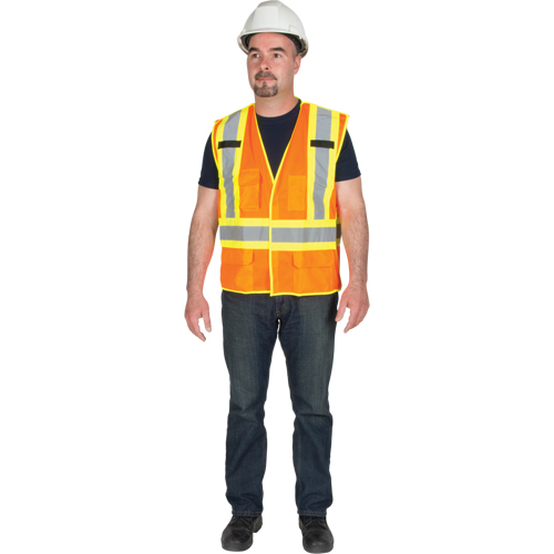 Veste de s&eacute;curit&eacute; d&eacute;tachable en cinq points de premi&egrave;re qualit&eacute;, Orange haute visibilit&eacute;, Grand/T-Grand, Polyester Mukwa Safety Services