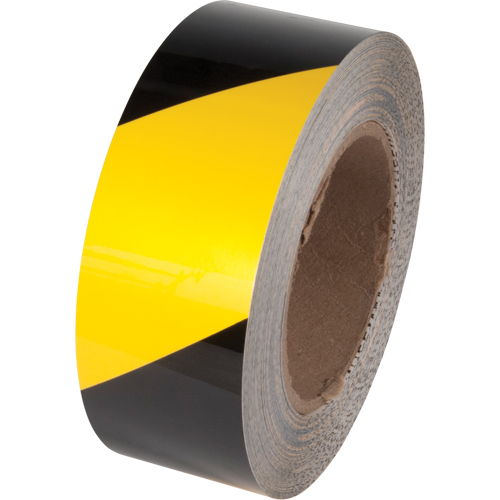 Ruban de marquage pour plancher Tuff Mark, 4" x 100', Polyester, Noir et jaune Mukwa Safety Services