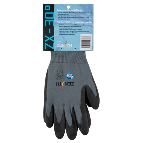 Gants enduits de premi&egrave;re qualit&eacute; ZX-30°, 10/T-Grand, R&ecirc;vetement PVC, Calibre 15, Enveloppe en Nylon Mukwa Safety Services