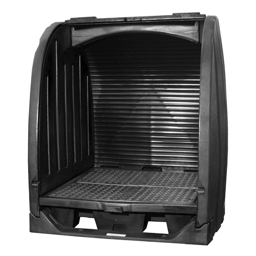 Spill Containment Sheds With Drain, 65" L x 58" W x 69" H, 6000 lbs. Load Capacity Mukwa Safety Services