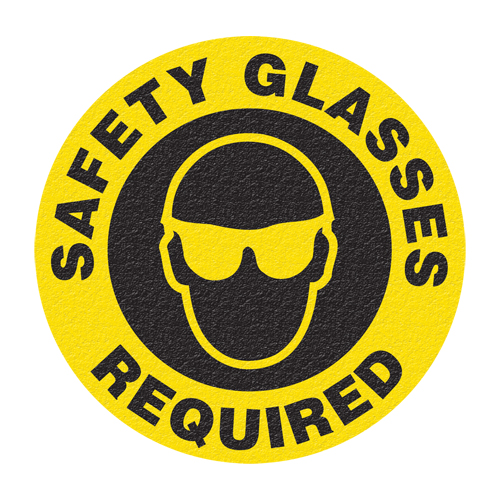 Panneau de signalisation au sol  Safety Glasses , Adh&eacute;sif, Anglais avec pictogramme Mukwa Safety Services