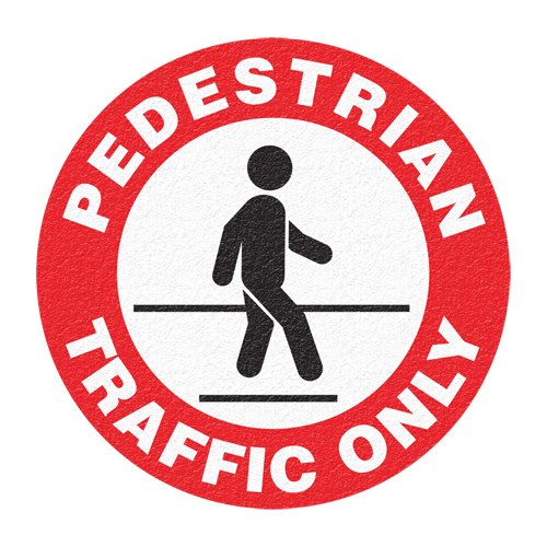 Panneau de signalisation au sol  Pedestrian Traffic Only , Adh&eacute;sif, Anglais avec pictogramme Mukwa Safety Services