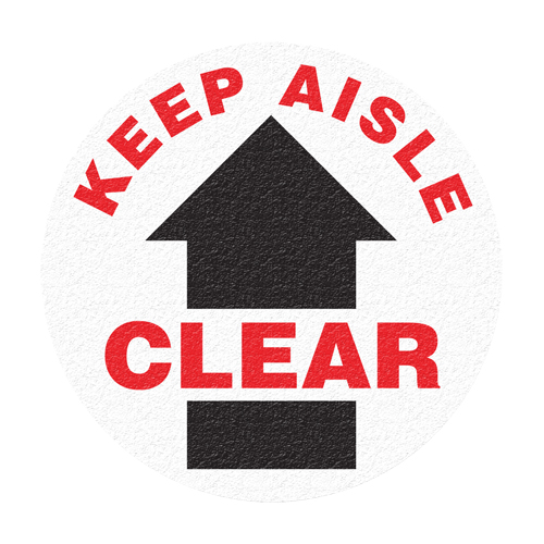 Panneau de signalisation au sol  Keep Aisle Clear , Adh&eacute;sif, Anglais avec pictogramme Mukwa Safety Services