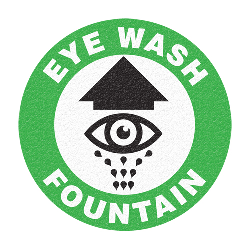 Panneau de signalisation au sol  Eye Wash Fountain , Adh&eacute;sif, Anglais avec pictogramme Mukwa Safety Services