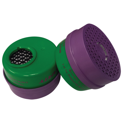 Cartouche pour respirateur, Combinaison cartouche et filtre contre les particules pour gaz/vapeurs, Ammoniac/M&eacute;thylamine/Filtre P100 Mukwa Safety Services