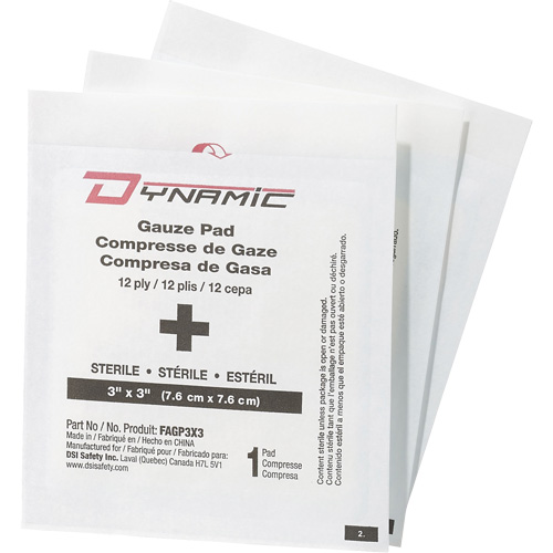 Dynamic Gauze, Pad, 3" L x 3" W, Sterile, Medical Device Class 1 Mukwa Safety Services
