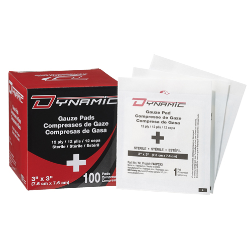 Gaze Dynamic, Tampon, 3" lo x 3" la, St&eacute;rile, Dispositif m&eacute;dical Classe 1 Mukwa Safety Services