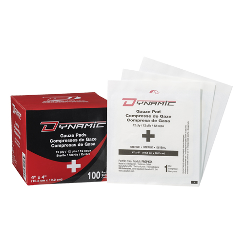 Gaze Dynamic, Tampon, 4" lo x 4" la, St&eacute;rile, Dispositif m&eacute;dical Classe 1 Mukwa Safety Services