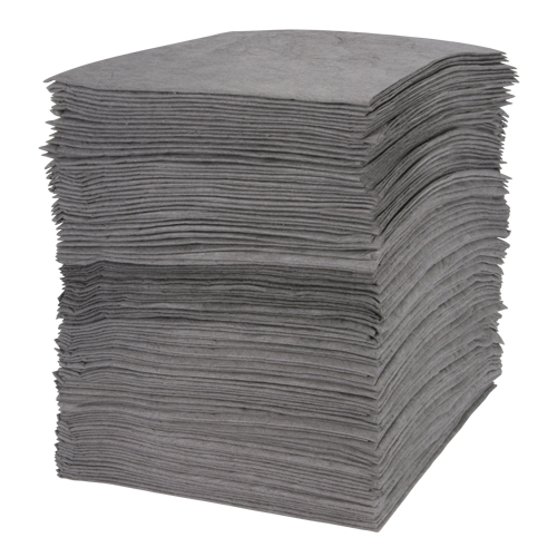 Feuilles absorbantes souffl&eacute;es de premi&egrave;re qualit&eacute;, Universel, 15" x 18", 30 gal. d'absorption Mukwa Safety Services