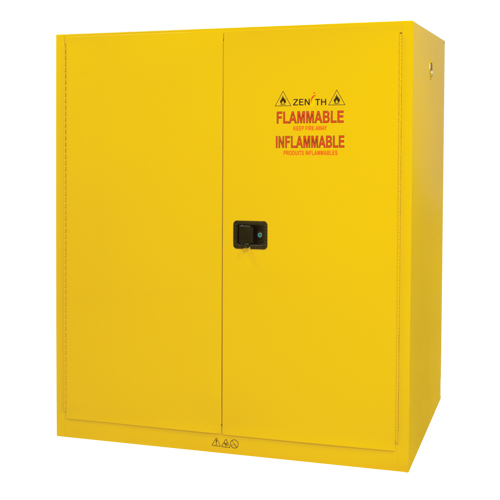 Vertical Drum Storage Cabinet, 110 US gal. Cap., 2 Drums, Yellow Mukwa Safety Services