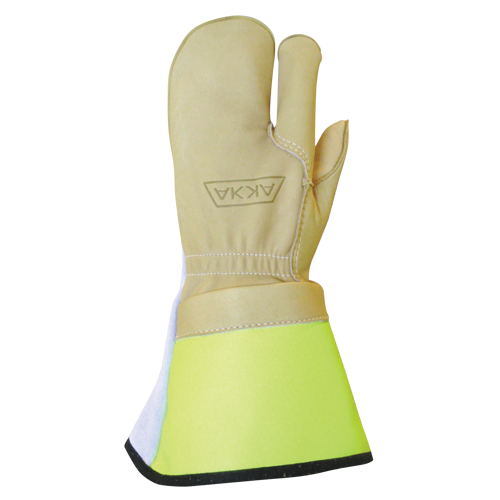 Lineman's 3-Finger Gloves, Medium, Grain Cowhide Palm Mukwa Safety Services