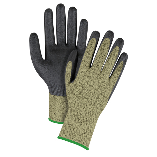 Black & Yellow Seamless Stretch Cut-Resistant Gloves, Size Medium/8, 13 Gauge, Foam Nitrile Coated, Aramid Shell, ASTM ANSI Level A6 Mukwa Safety Services