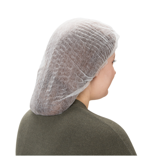 Bonnet bouffant pliss&eacute;, Polypropyl&egrave;ne, 21", Blanc Mukwa Safety Services