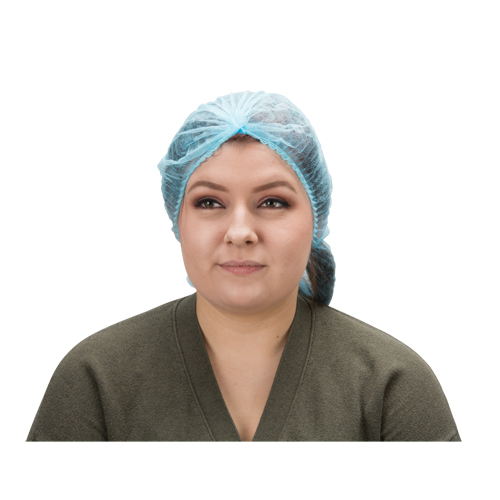 Pleated Bouffant Cap, Polypropylene, 24", Blue Mukwa Safety Services
