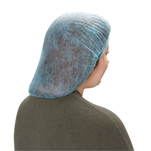 Pleated Bouffant Cap, Polypropylene, 24", Blue Mukwa Safety Services