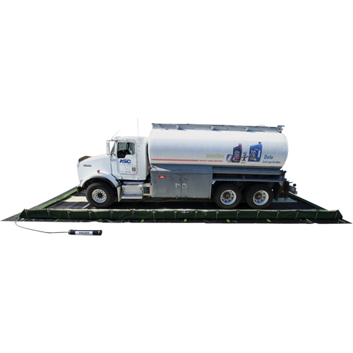 Ride-Side Berm Secondary Containment for Vehicles, 7,500 US gal. Capacity, 20' W x 40' L x 15" H, L-Bracket Mukwa Safety Services