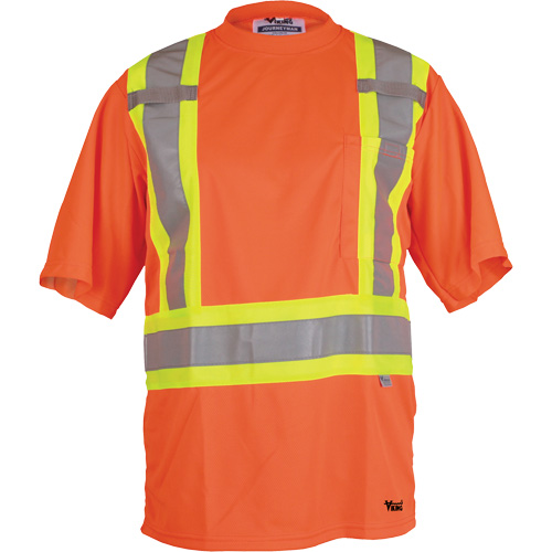 Viking&reg; Safety T-Shirt, Polyester, Small, High Visibility Orange Mukwa Safety Services
