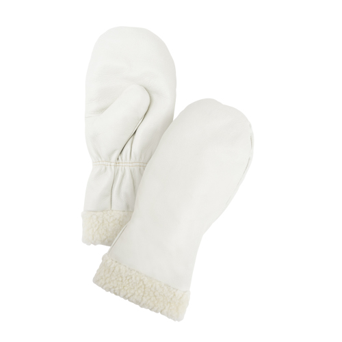 Mitaines d'hiver en cuir fleur de premi&egrave;re qualit&eacute; doubl&eacute;es de boa, Taille Grand, Mitaine Mukwa Safety Services